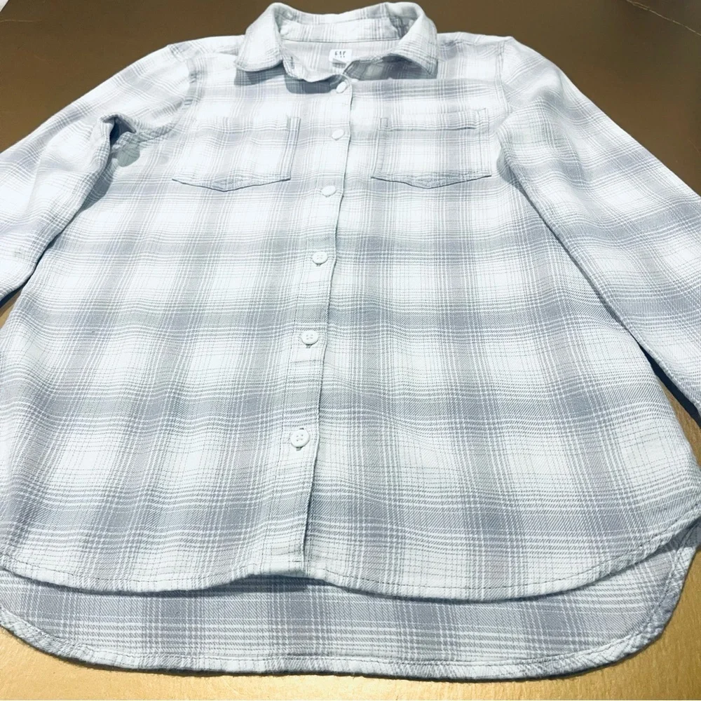 GAP Kids Grey Plaid Flannel Size XXL 14/16